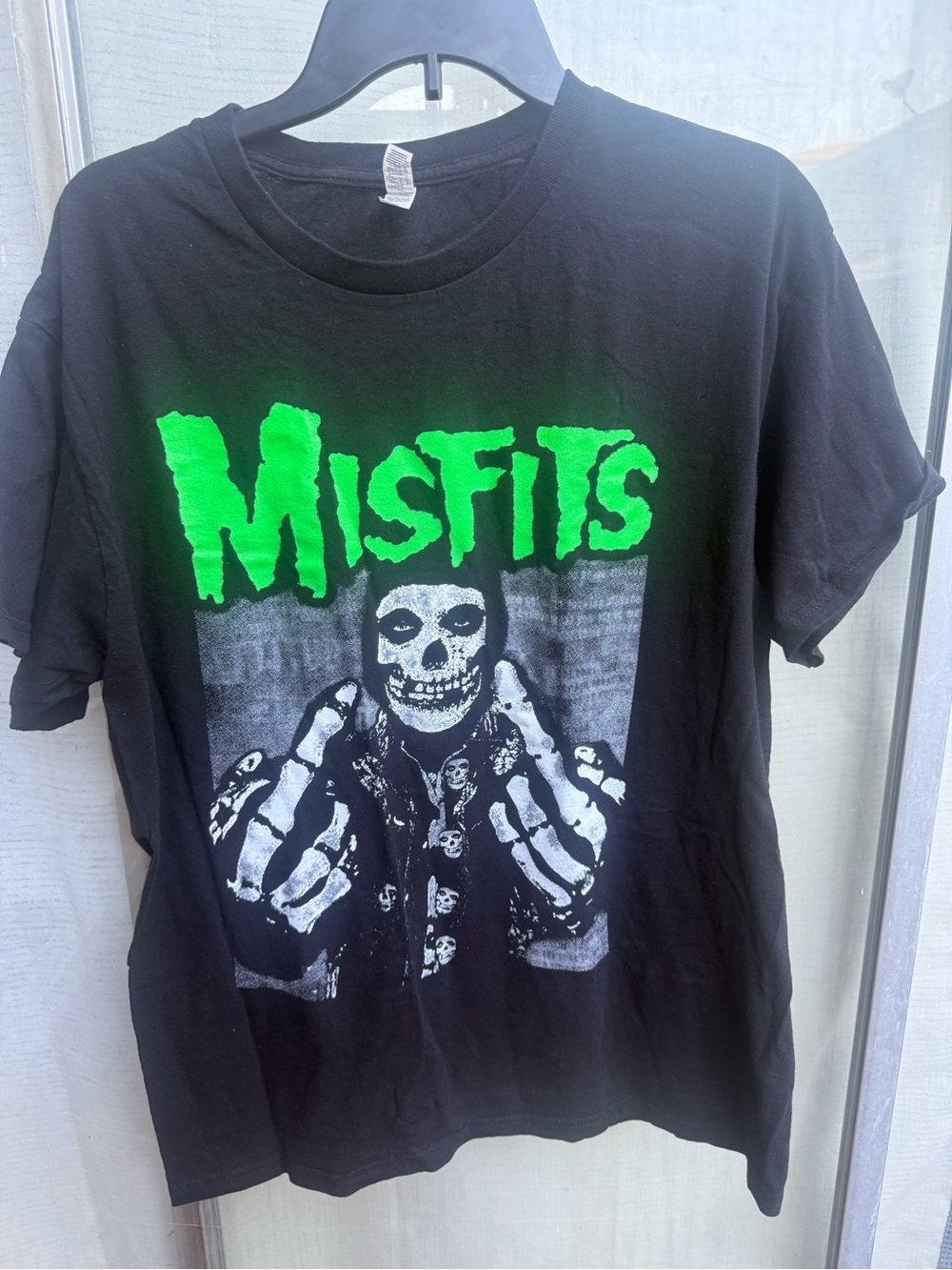 Black Misfits Graphic Tee with Neon Green Logo